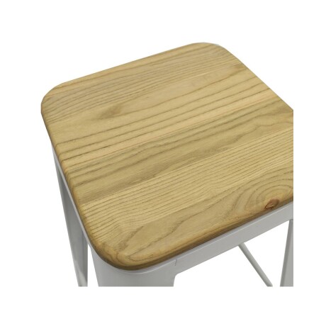 Taburete Tolix en metal y asiento de madera Blanco