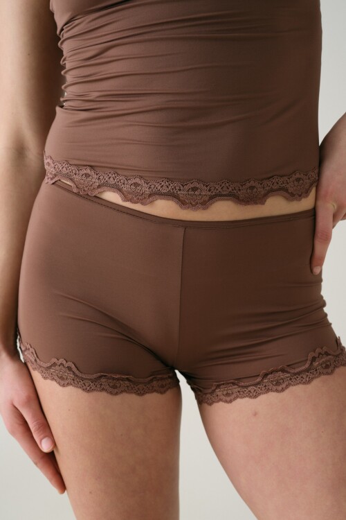 Micro Short Microfibra Peach Marron