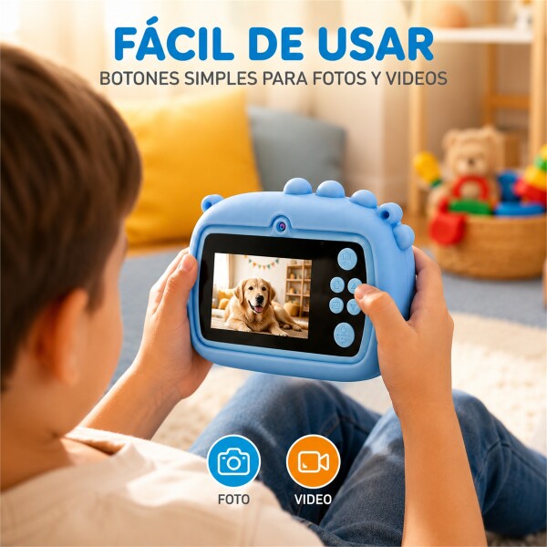Cámara Infantil Instantánea Gatito con Doble Lente y Selfie CELESTE