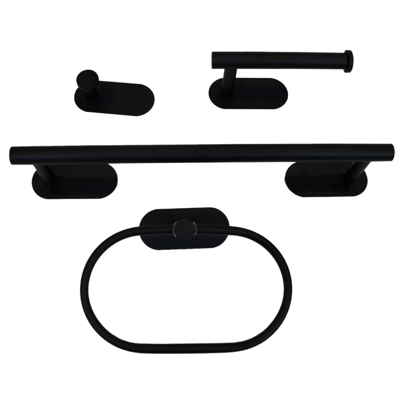 Conjunto de accesorios para baño 4 piezas adhesivas NEGRO