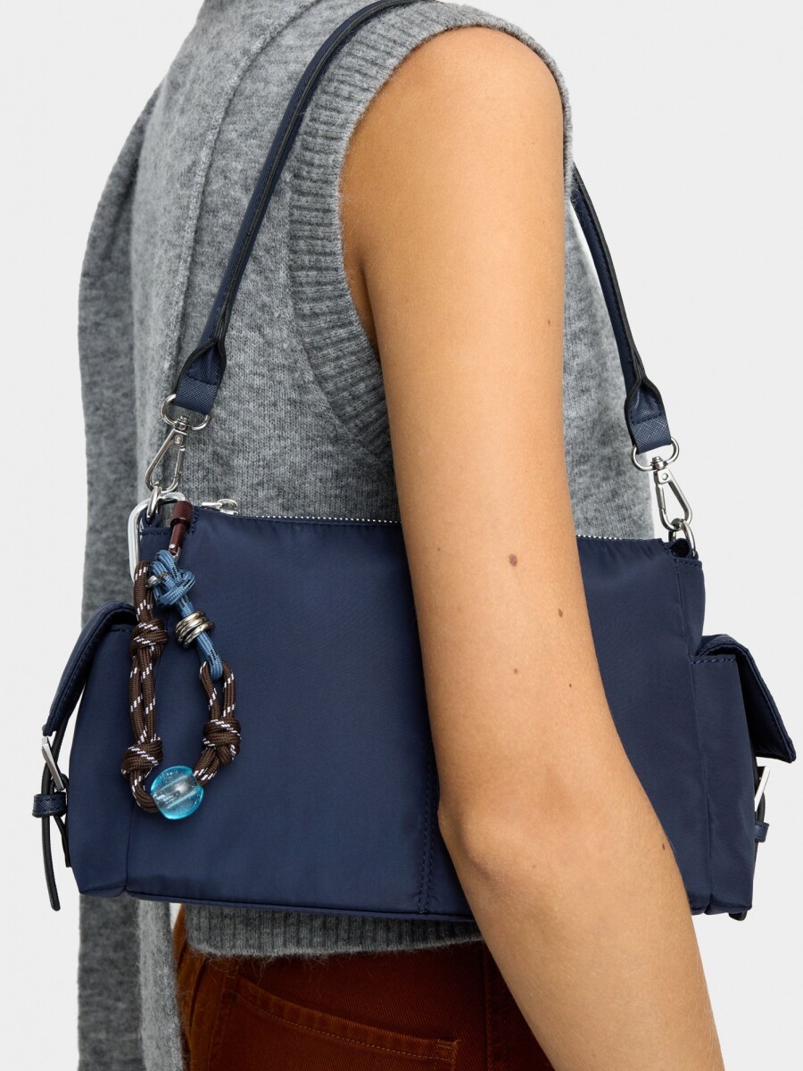 Bolso Bandolera De Nylon Con Colgante azul-marino