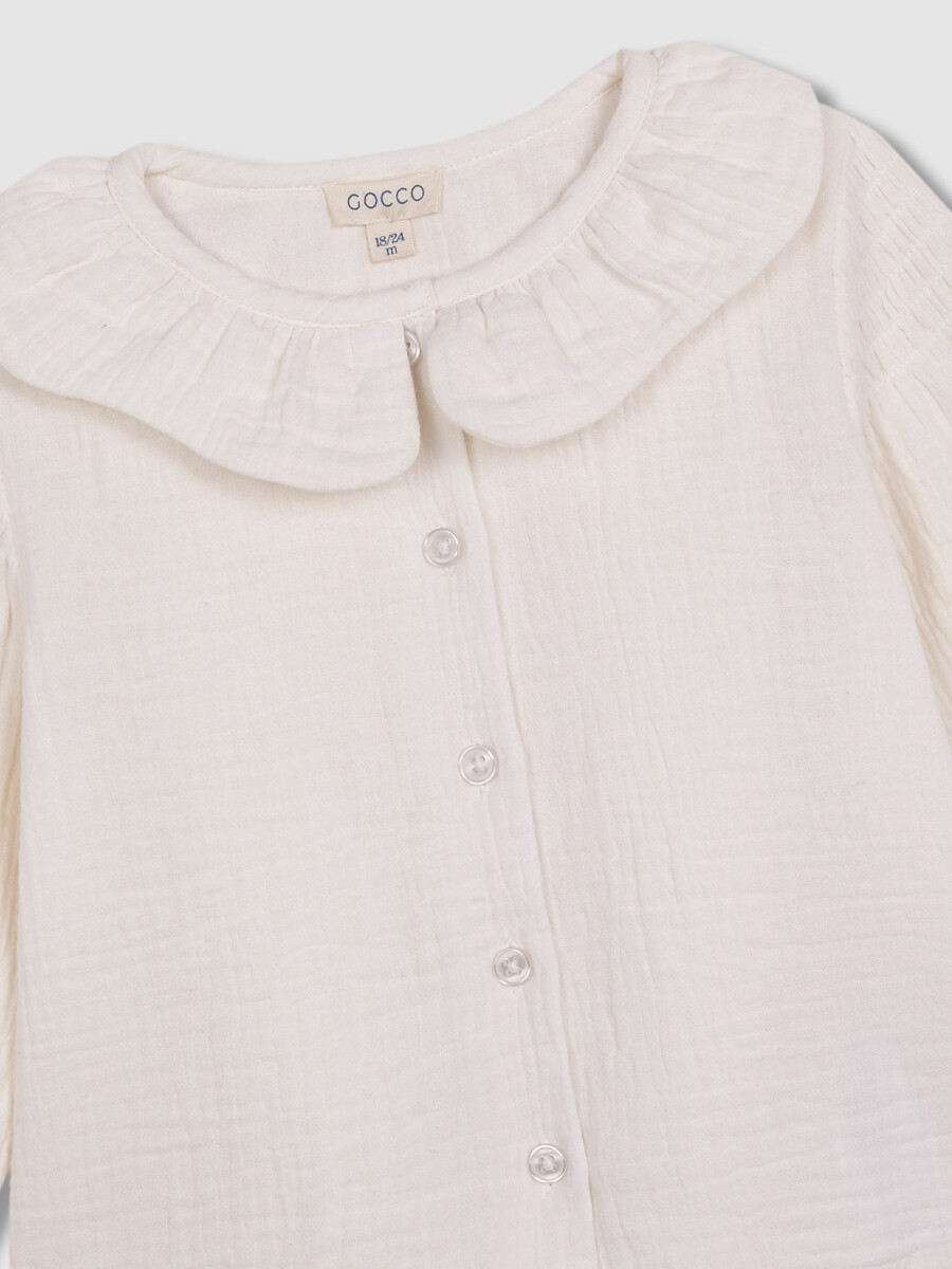 Blusa Nido De Abeja Blanco Roto