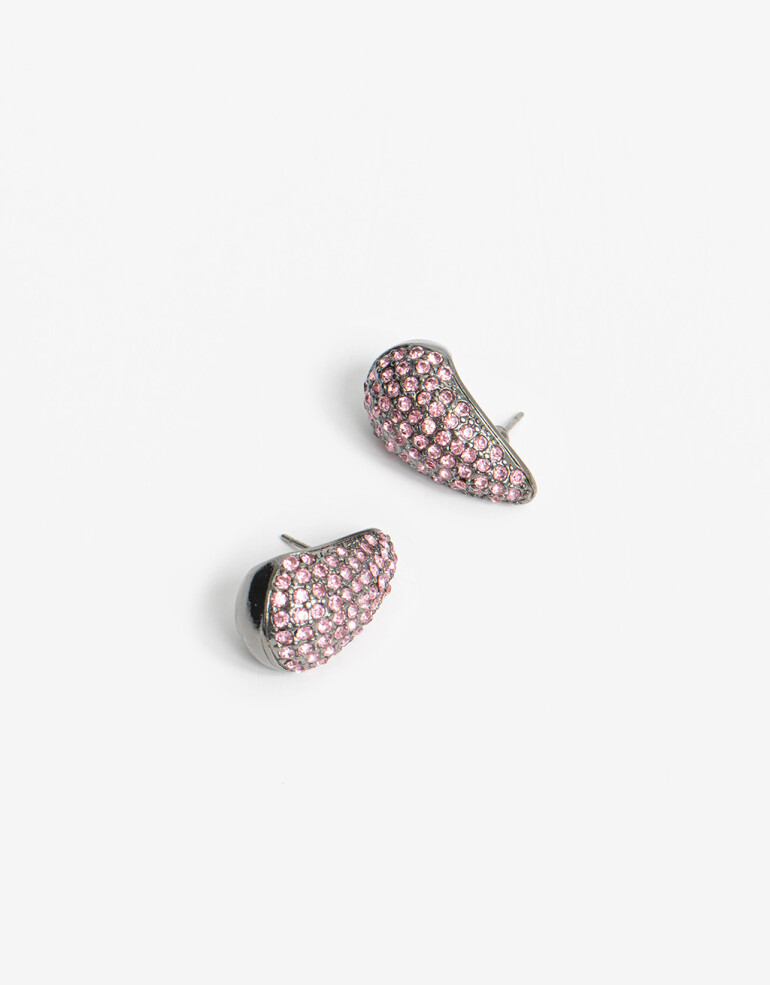Aros Colgantes Cortos Strass Aros Gota Strass - Negro