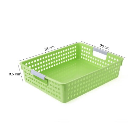 Caja Organizadora Baja Canasto Multiuso Grande en Plástico Verde