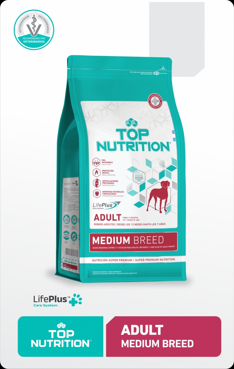 TOP NUTRITION PERROS ADULTOS RAZAS MEDIANAS X 15+3 - Top Nutrition Perros Adultos Razas Medianas X 15+3 