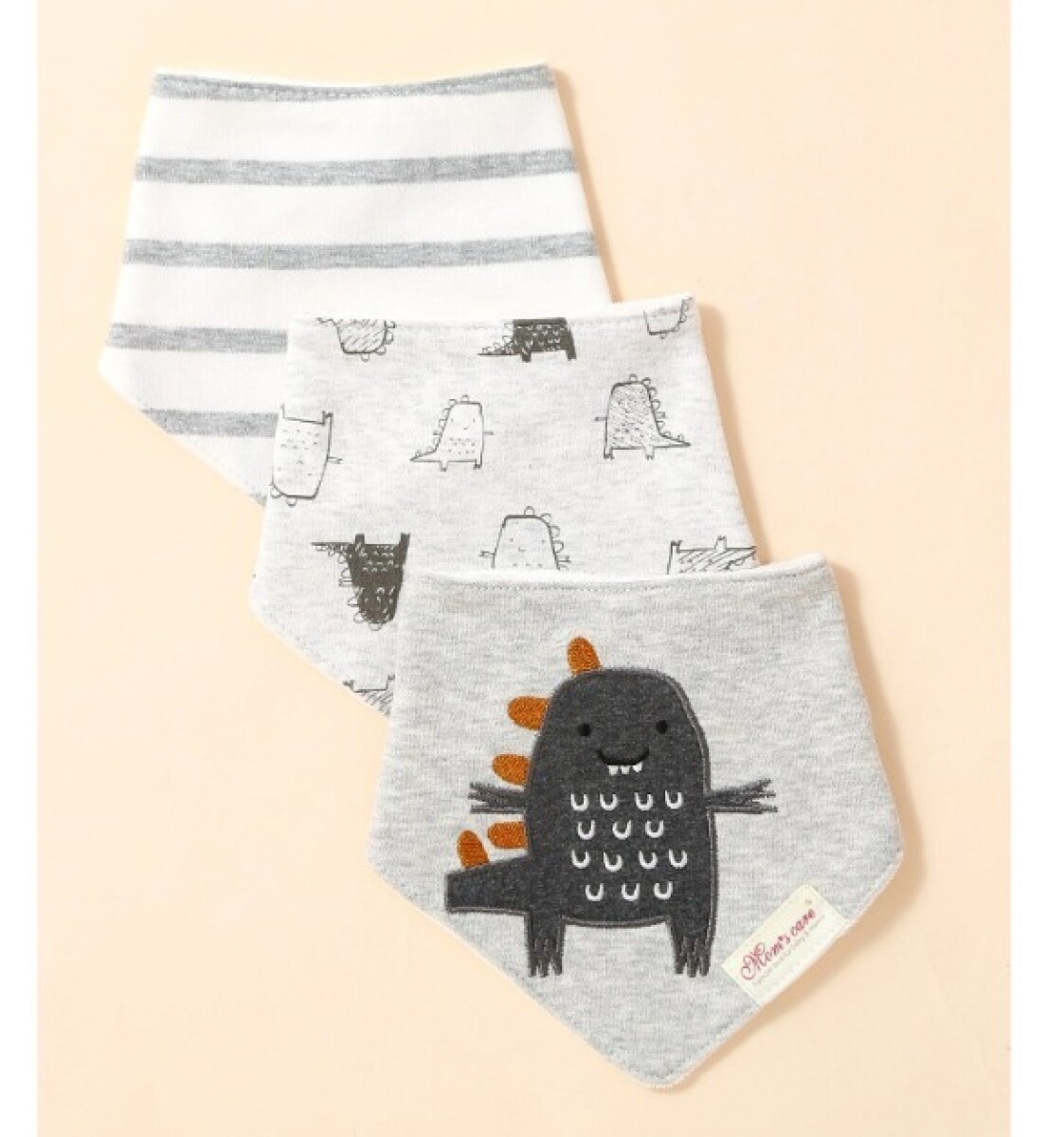 Set baberos bandana x3 - monster gris 