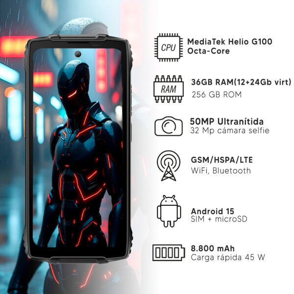 Blackview Bv8200 36 Gb Ram 256gb 4g CEL BLACKVIEW BV8200 12/256 4G NEGRO DF