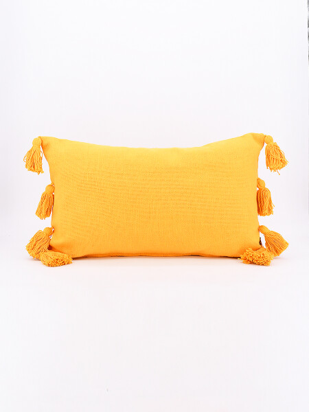 FUNDA DE ALMOHADON BORLAS MOSTAZA
