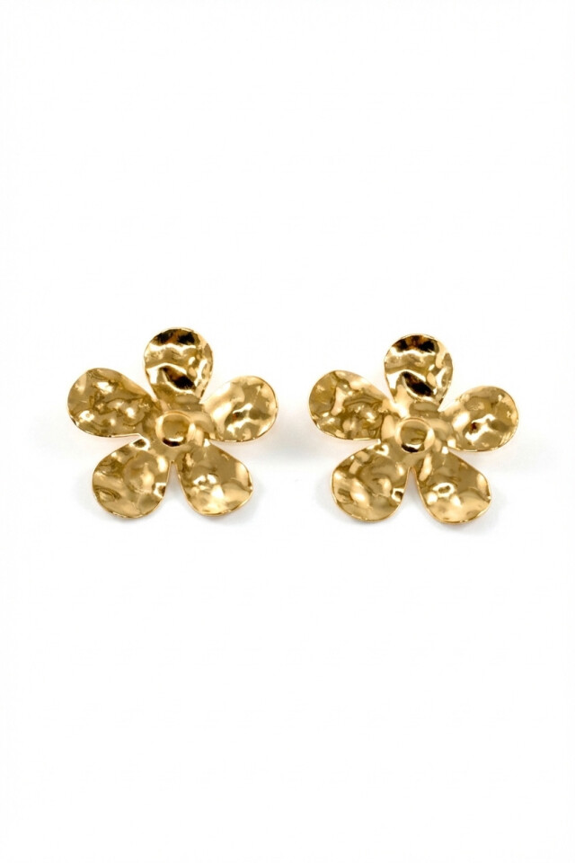 Caravanas flor de acero dorado