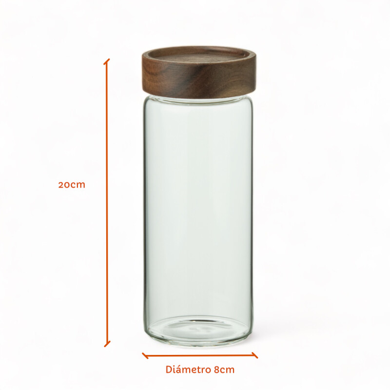 Recipiente Borosilicato Tapa De Madera 800 Ml Sin Color