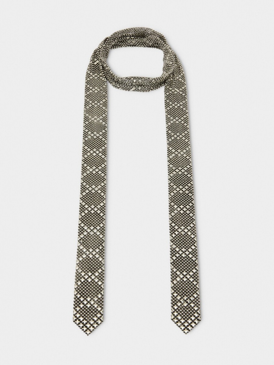 Collar Metálico Corbata plateado