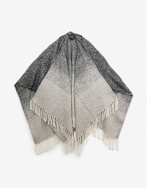 Ponchos Poncho Degradé Con Flecos - Combinacion Bicolor
