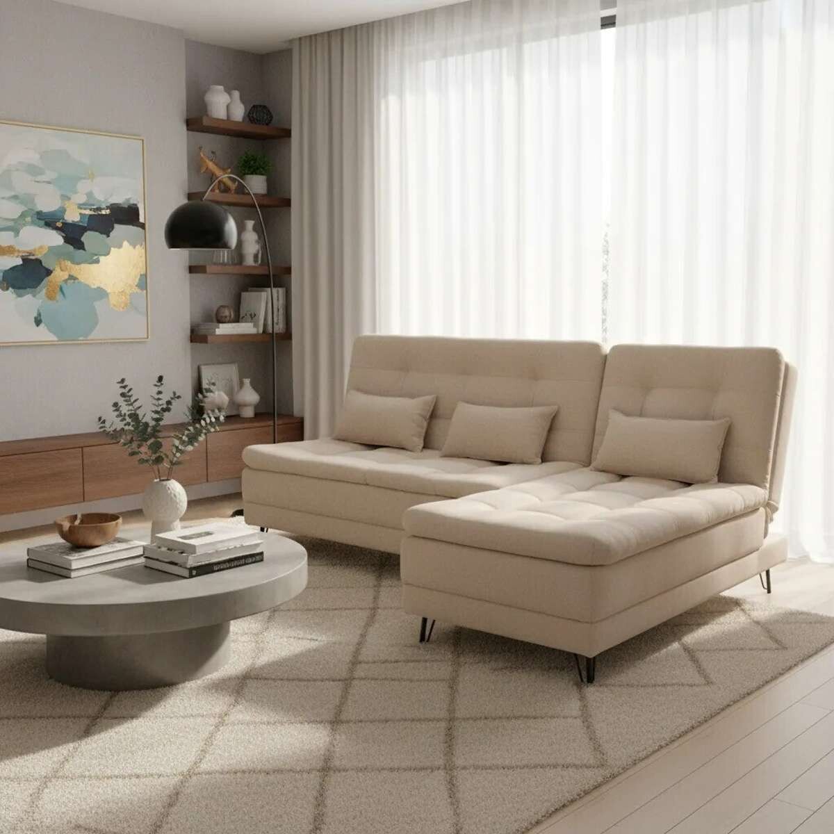 Sillon Cama con Chaise Izquierdo y derecho Nice - Beige Steel 