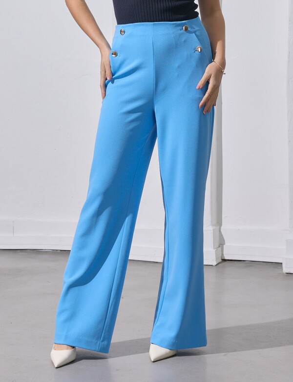 Pantalon Recto Botones CELESTE