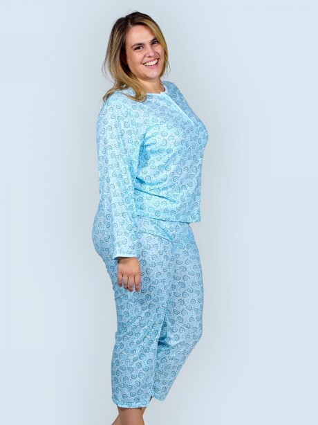 Pijama de algodón Europa Celeste