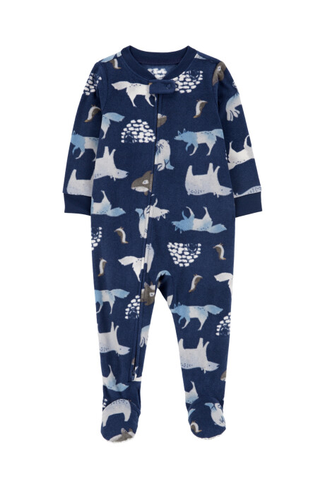 Pijama una pieza de micropolar, con pie, diseño animales árticos Sin color