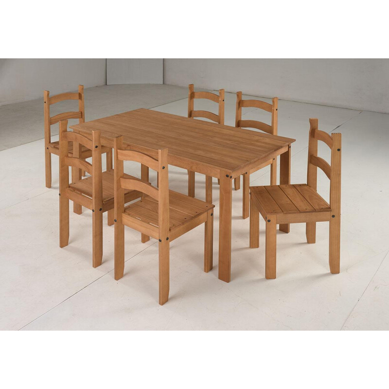 Juego de Comedor Francine 6 Sillas Madera Natural Mesa 140 cm Juego de Comedor Francine 6 Sillas Madera Natural Mesa 140 cm