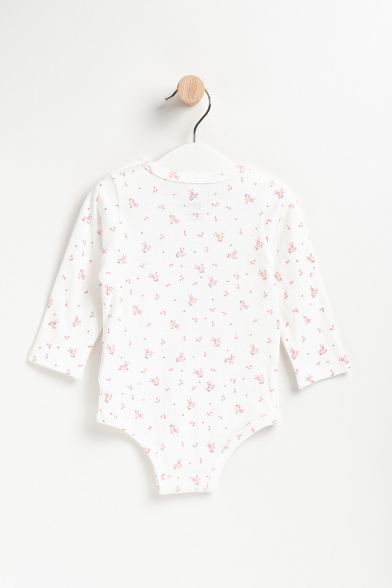 Body manga larga Floreado Blanco