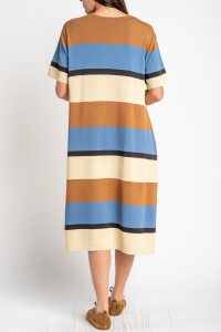 Vestido Tejido A Rayas Ceruleo