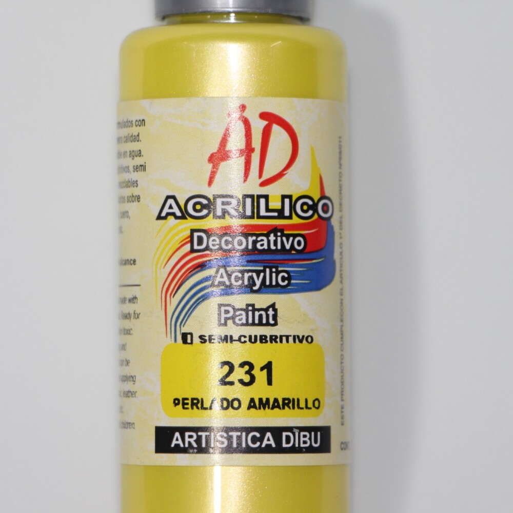 PINTURA ACRILICA ARTISTICA DIBU 60 ML. DIFERENTES COLORES COLOR PERLADO AMARILLO 231