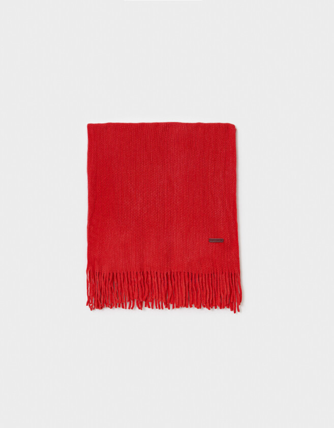 Bufandas Clasico Bufanda Con Flecos - Rojo Medio