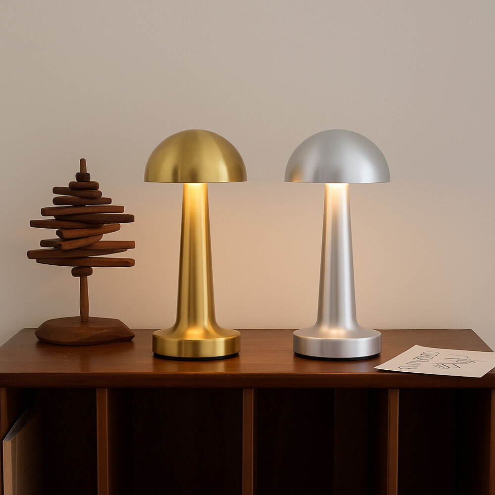 Lampara De Mesa De Luz Led Recargable Dorado