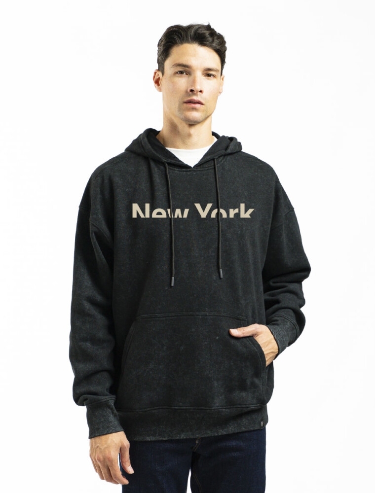 Canguro Estampado de Felpa Oversized California Negro New York