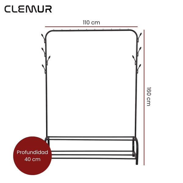 Perchero Para Ropa Con Doble Estante Percha Metal Organizador Placard Ropero Imback Color Negro Perchero Para Ropa Con Doble Estante Percha Metal Organizador Placard Ropero Imback Color Negro