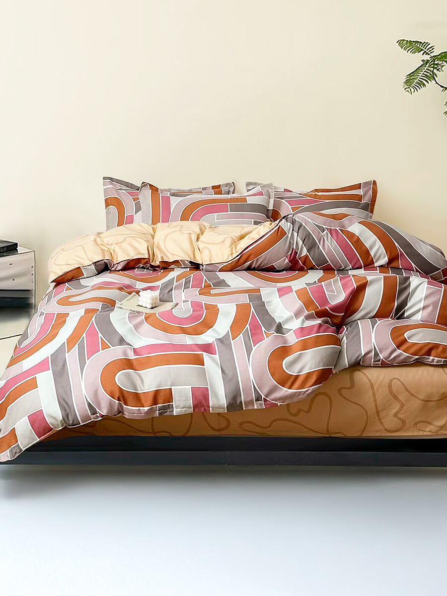 ACOLCHADO GEOMETRIC CON FUNDAS 2 PLAZAS - BORDEAUX 