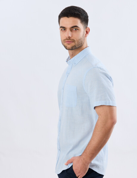 CAMISA LISA DE LINO Celeste