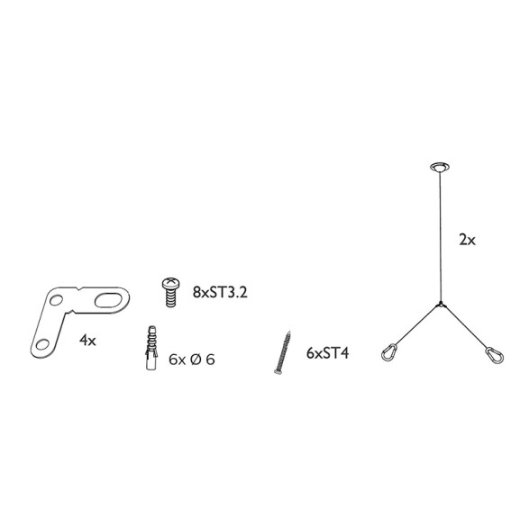 Kit de suspensión para panel RC048B, aluminio PH9896