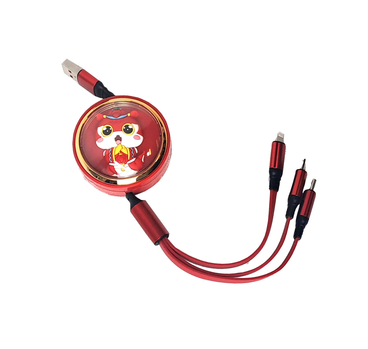 ACCESORIO INTERIOR - CABLE CARGA CELULAR USB 3 EN 1 EXTENSIBLE TIPO C - 