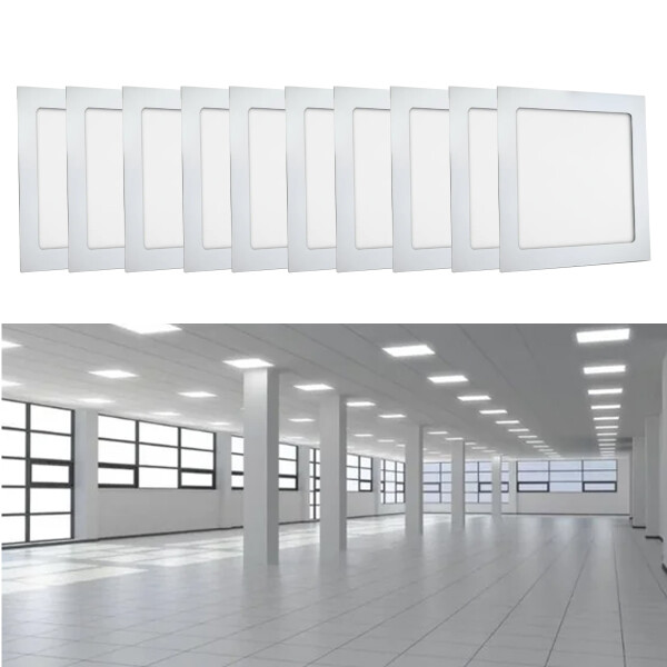 Panel De Techo Pack X10 Plafón Cuadrado Luz Blanco Panel De Techo Pack X10 Plafón Cuadrado Luz Blanco