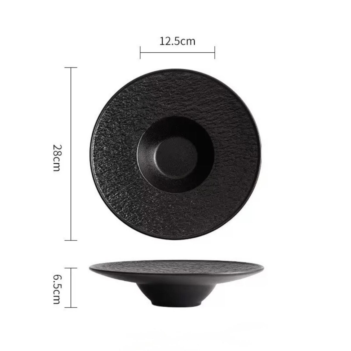 Plato Cerámica Negra - Línea Black Stone – Ø28.5 x 6.5 cm 