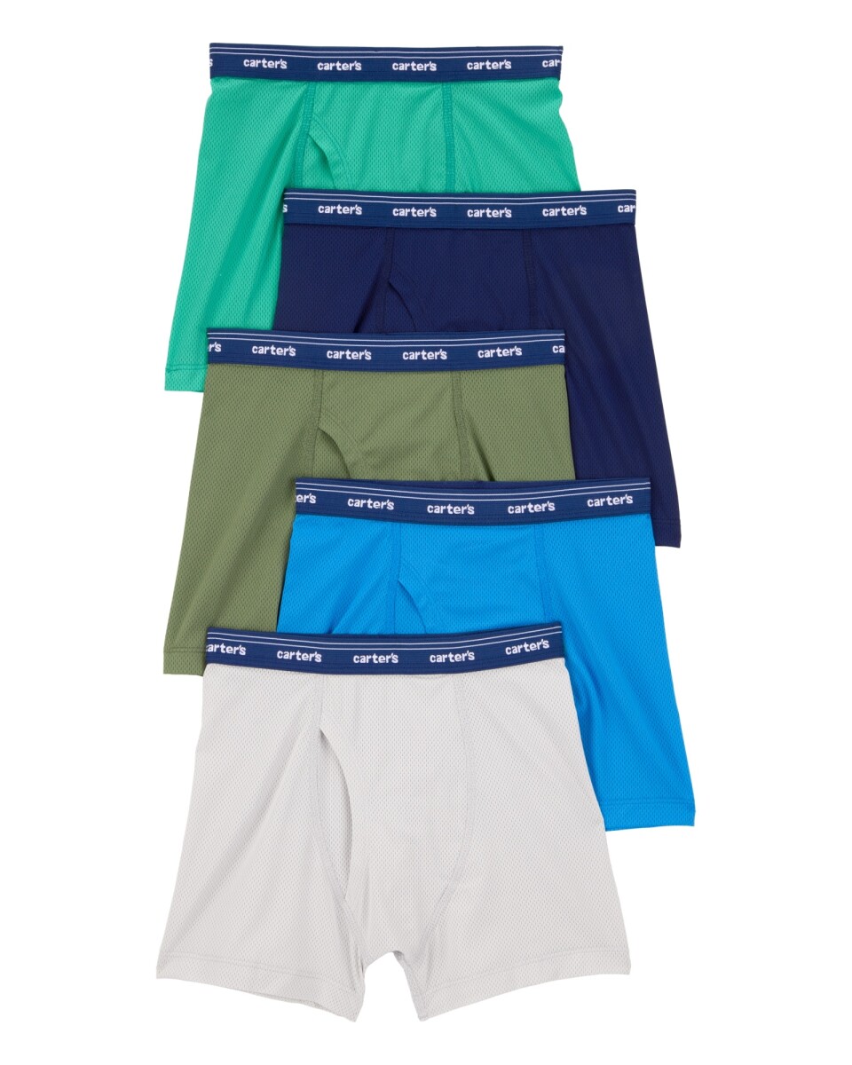 Pack cinco calzoncillos bóxer de malla activa. Talles 2-5T 