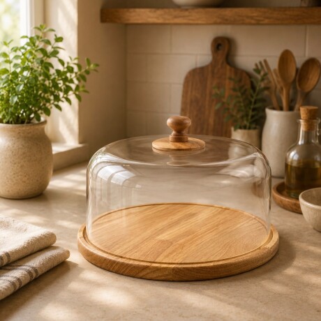 Campana para Tortas con Base de Madera de Bambú y Tapa Acrílica – Ø 26,5 cm x Alto 16cm Campana para Tortas con Base de Madera de Bambú y Tapa Acrílica – Ø 26,5 cm x Alto 16cm