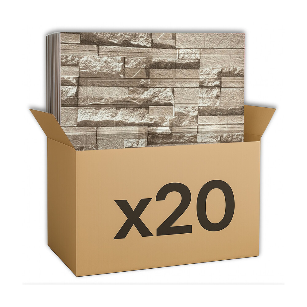 Panel Revestimiento Placa Pared Autoadhesiva Pack x20 Piedra beige