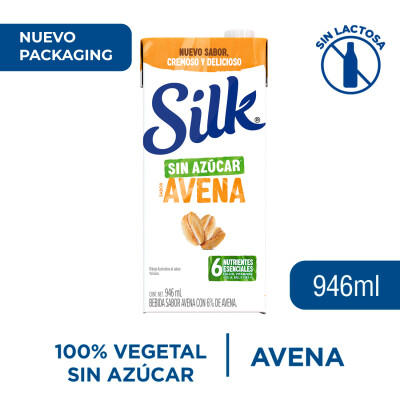 Leche Vegetal Silk Avena sin azúcar 946 ml Bebida Silk Avena Sin Azucar 1