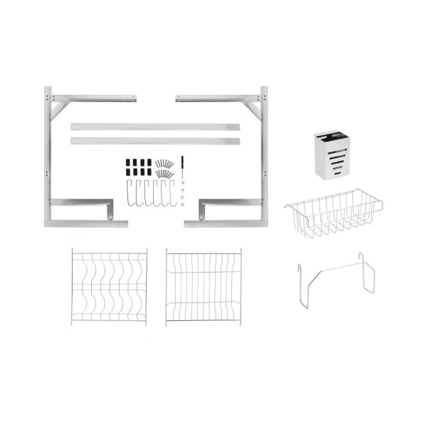 Escurridor de Platos de Cocina Sobre Pileta Escurreplatos de 65 cm Dos Niveles Plateado Escurridor de Platos de Cocina Sobre Pileta Escurreplatos de 65 cm Dos Niveles Plateado