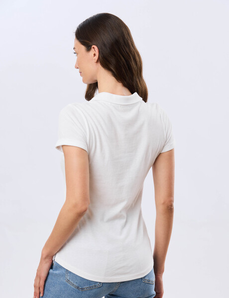 REMERA POLO BORDADA DE ALGODÓN Blanco