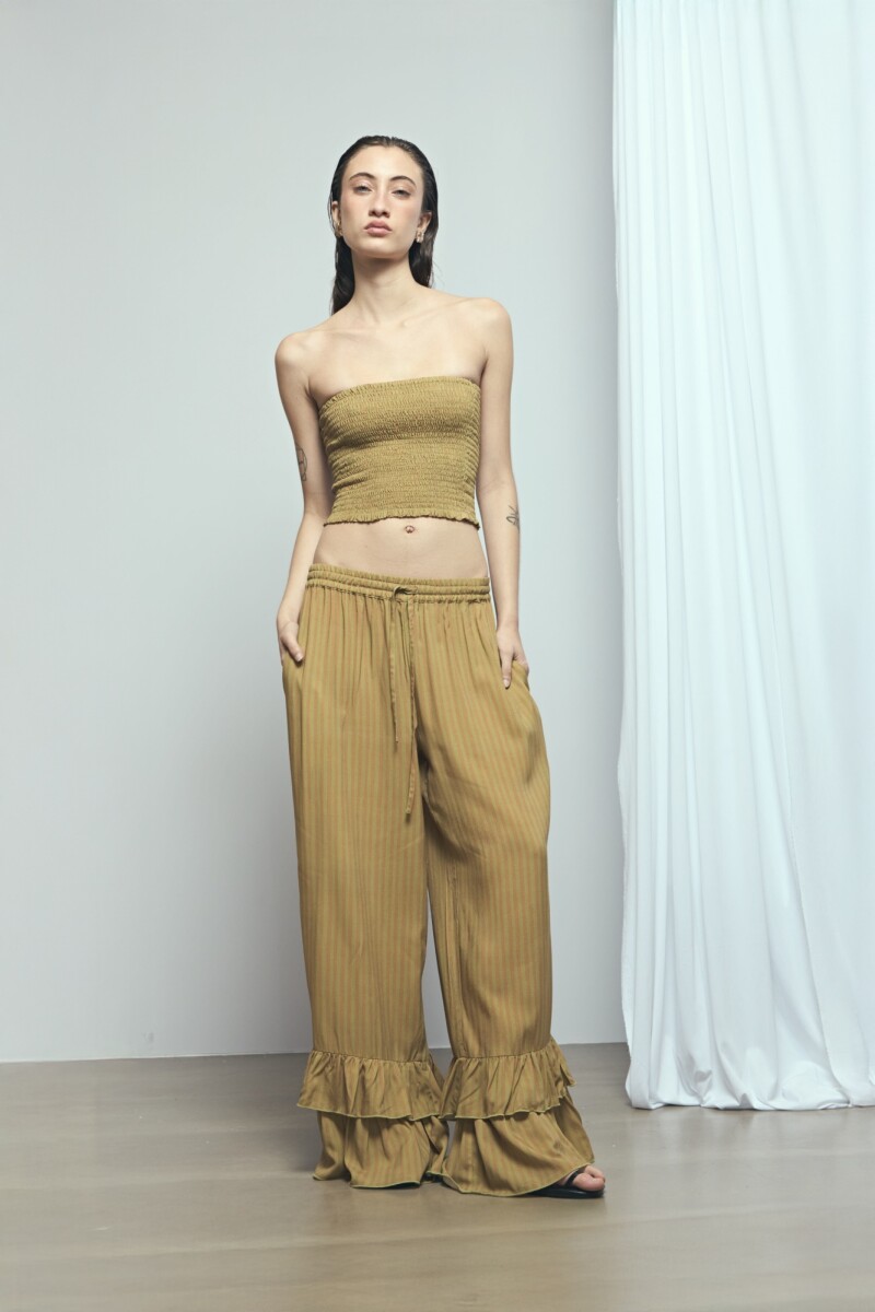 Pantalón rayado volado PREVENTA marrón