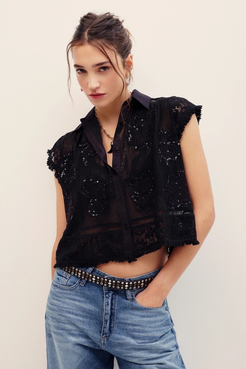 CAMISA MELI BRODERIE Negro