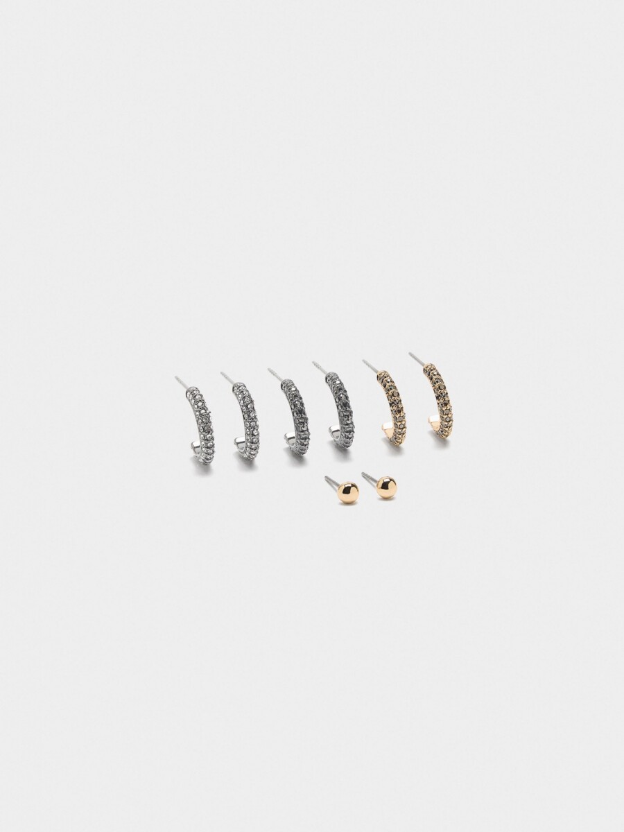 Set De Aros Con Circonitas gris