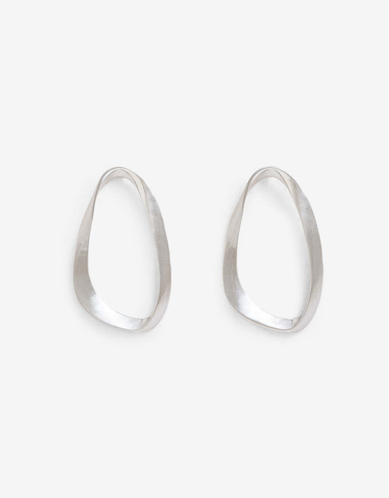 Aros Colgantes Largos Metal Aros Colgantes Ovalados - Plateado Rodio