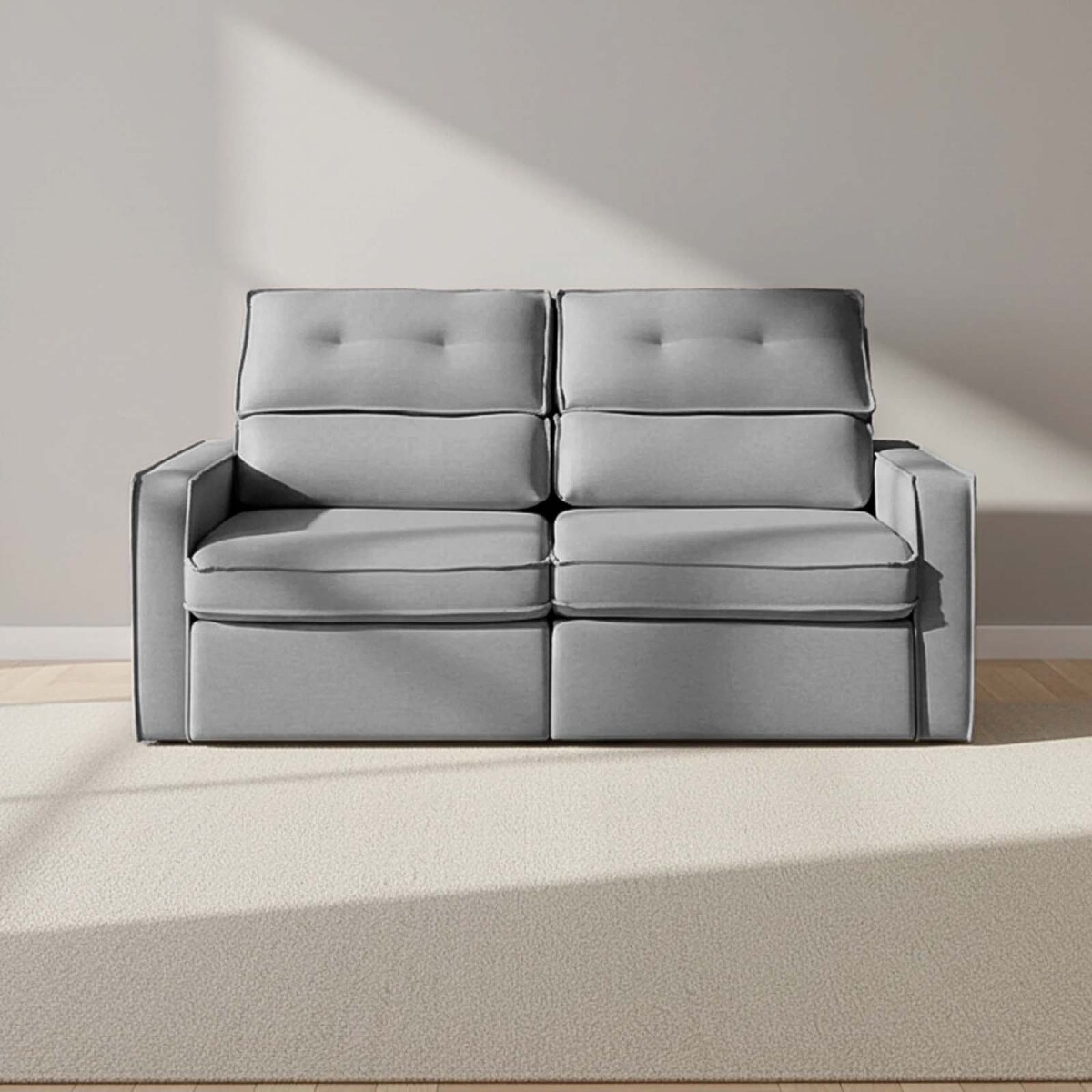 SOFA RETRACTIL - 2 CUERPOS TELA GRIS AMBAR 
