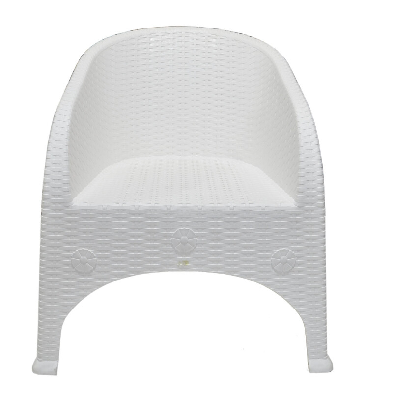 Set x2 sillones símil ratán + Mesa cuadrada BLANCO