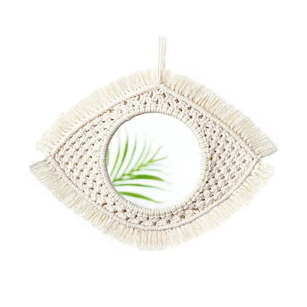 Espejo Tejido En Macrame Con Diseño De Ojo Grande