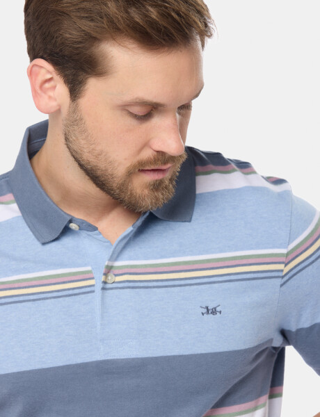 REMERA POLO RAYADA JERSEY Celeste