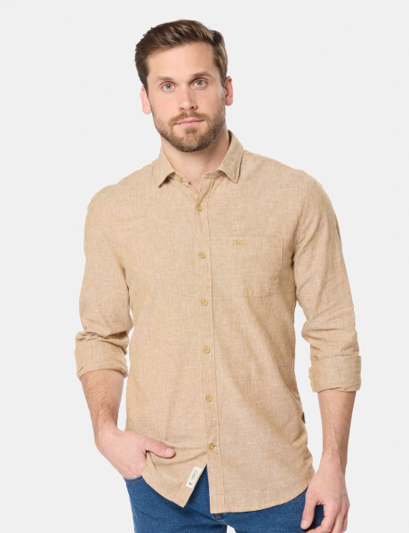 CAMISA DE LINO Camel