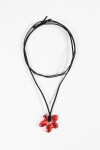 Collar cordón dije flor acrílico rojo